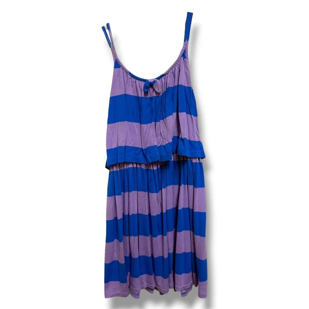 Ralph‎ Lauren Girls Purple Blue Striped Tiered Sundress Size M 8-10 Sleeveless